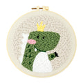 Dinosaur Embroidery Kit for Beginners Cross Stitch DIY Craft Needlework Stamped Cotton Monk Cloth Hoop Full Set Punch Needle Kit