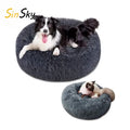 SinSky Hot Luxury Plush Fluffy Large Donut Pet Bed Dog Bed Round Washable Dogbeds Anti-slip Faux Fur Dog Bed for Dogs Cats