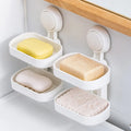 Wall Mount Double Layer Vacuum Suction Cup Bathroom Dish Soap Holder for Shower Wall Mount Shower Soap Holder Double Soap Holder