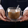 Double Wall Glass Coffee Mugs Cups Espresso or Tea Glasses Insulated Drinking Glasses | Hot and Cold Beverages