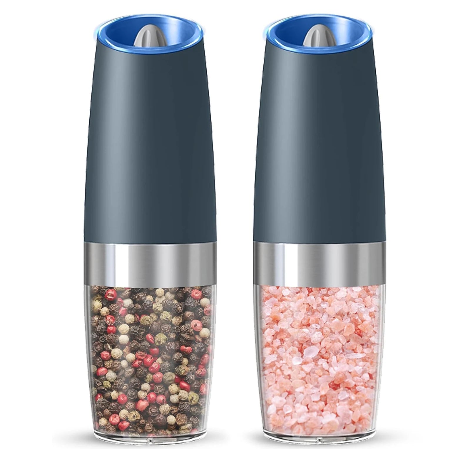 Battery Powered Salt Pepper Mills with Adjustable Roughness and LED Light Gravity Electric Salt and Pepper Grinder