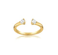 Adjustable Rings 18K Gold Plated Two Cubic Zircon Stacking Women's Ring Jewelry in 925 Sterling Silver