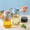 Colorful Pp Plastic Measure Olive Cooking Vegetable Kitchen Oil and Vinegar Bottle Dispenser With 550ml Glass Jar Leakproof