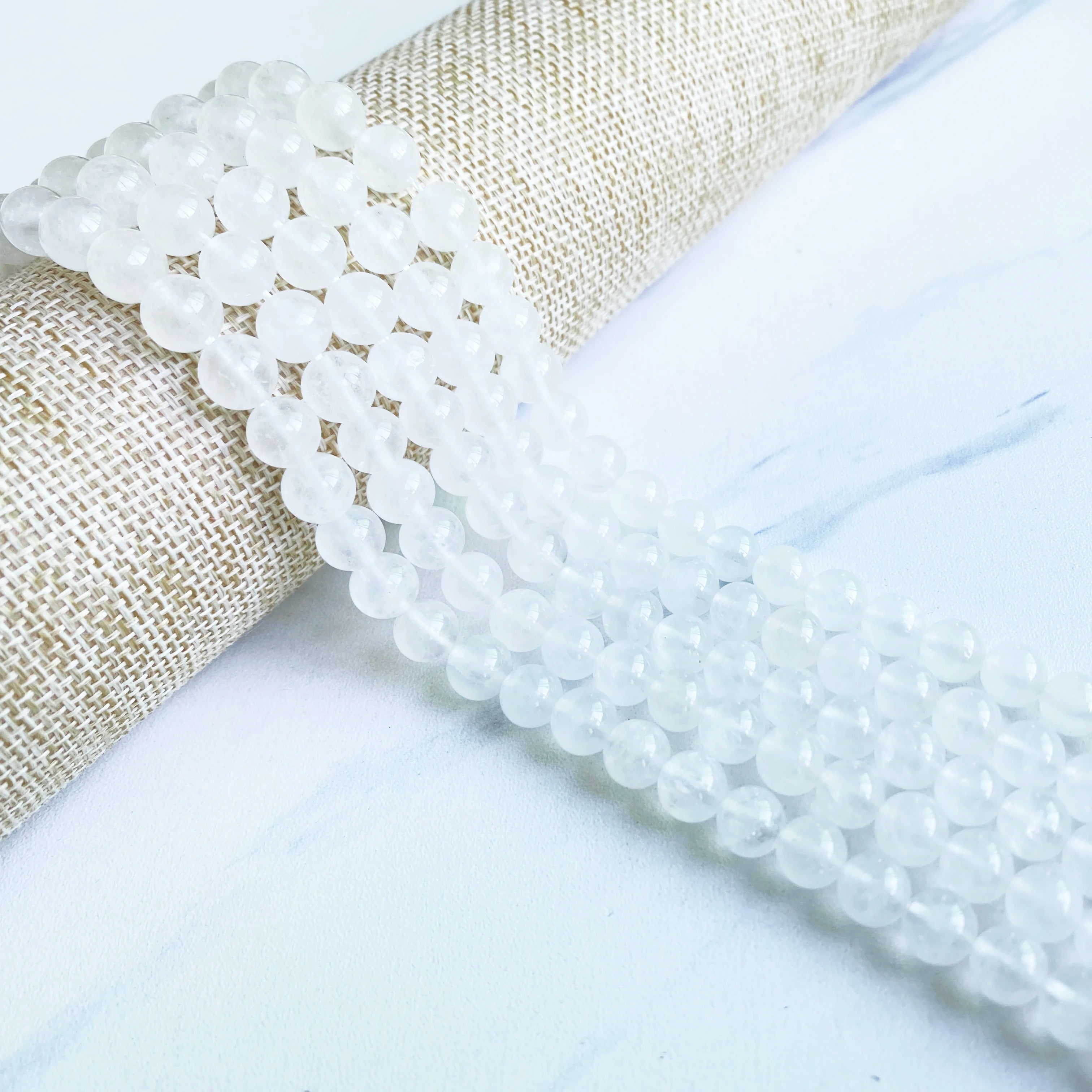 6mm 8mm 10mm White Quartz Gem Aaa Wholesale Beads Made Natural Stone and Crystal Craft Loose Bead for Jewellery Making