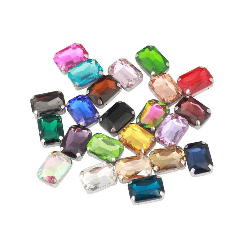 Diy Jewelry Findings Handmade Geometric Claw Diamond Crystal Glass Hand-stitch Gemstone Wedding Evening Dress Sew on Rhinestones