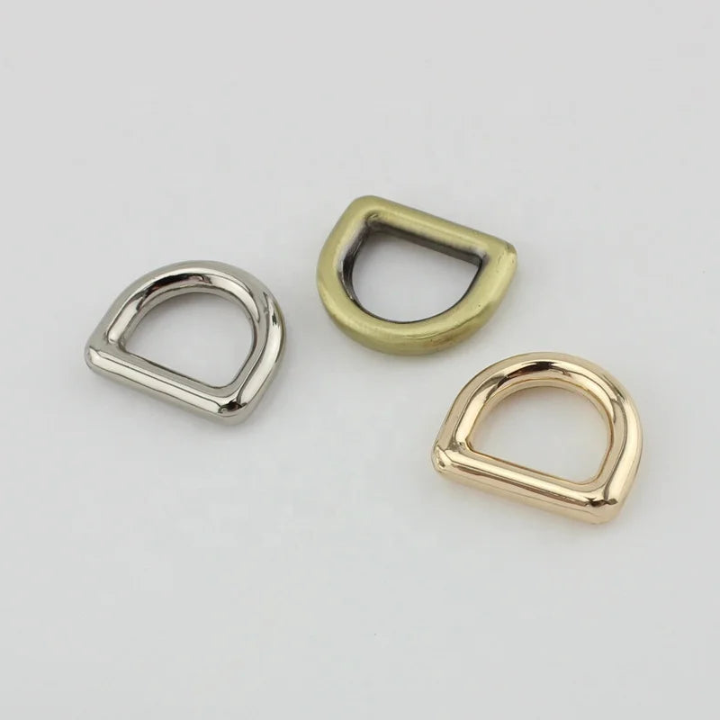 10mm Silver Light Gold Zinc Nickel Custom Metal Forged Mini D Ring Buckle Purse Round Welded D-rings for Bag Hardware