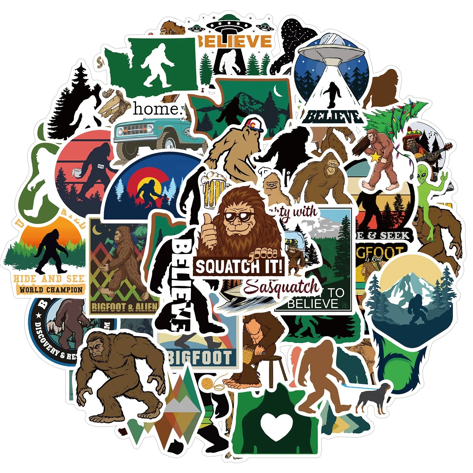 50Pcs Green Outdoor Savage Orangutan Money Foot Graffiti Stickers