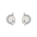 Star Moon Earrings 925 Sterling Silver Cubic Zirconia Shell Pearl Gold Simple Stud Set for Women Fine Jewelry Wholesale