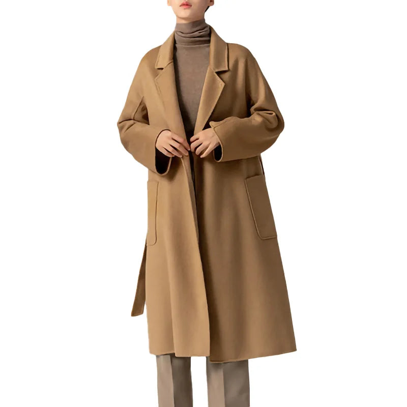 New Coming Women Long Fur Coat Spring Autumn Long Wool Cashmere Coat