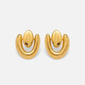 2024 Dazan New INS Winter Trendy 18k Pvd Gold Plated Stainless Steel Punk Super Shine Bow Earrings Indian Jewelry Set Women