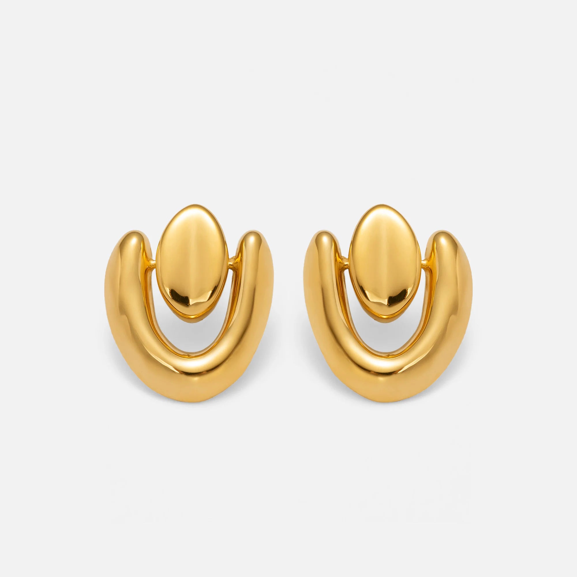 2024 Dazan New INS Winter Trendy 18k Pvd Gold Plated Stainless Steel Punk Super Shine Bow Earrings Indian Jewelry Set Women