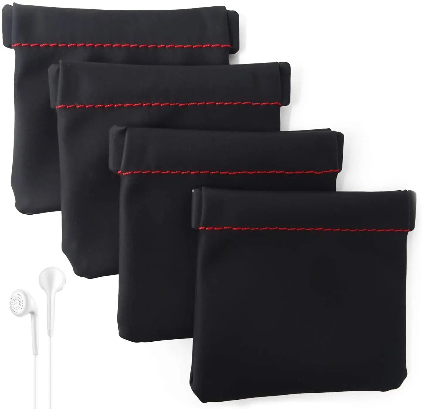PU Leather Headphone Storage Earphone Pouch with Snap Spring Closure