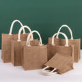 In Bulk Wholesale Eco-Friendly Reusable Foldable Plain Natural Jute Grocery Shopping Tote Bag with Folding Design