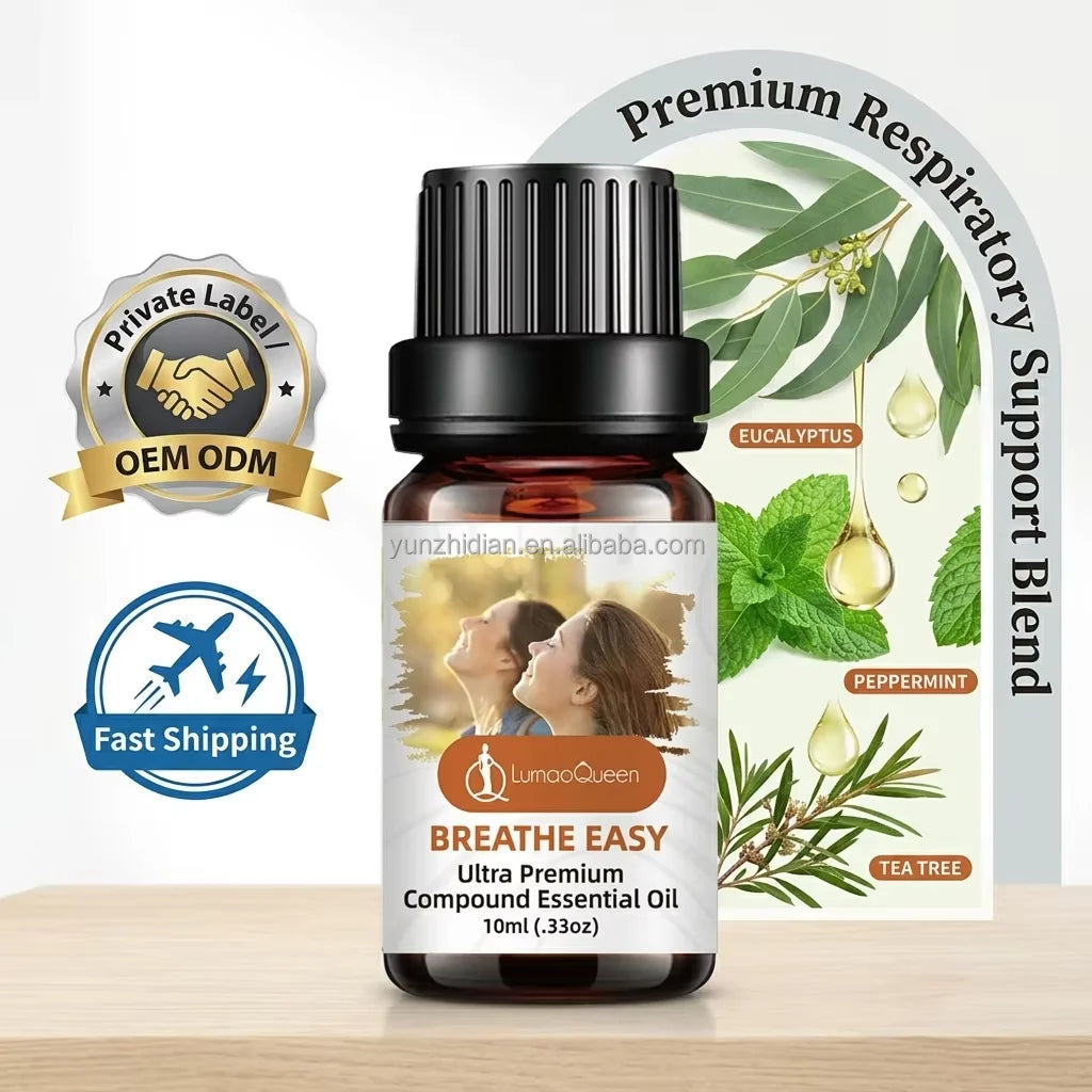 Breathe Easy Essential Oil Blend for Respiratory Support 10ml Pure Natural Sinus Relief Decongestion Oil for Diffuser Humidifier