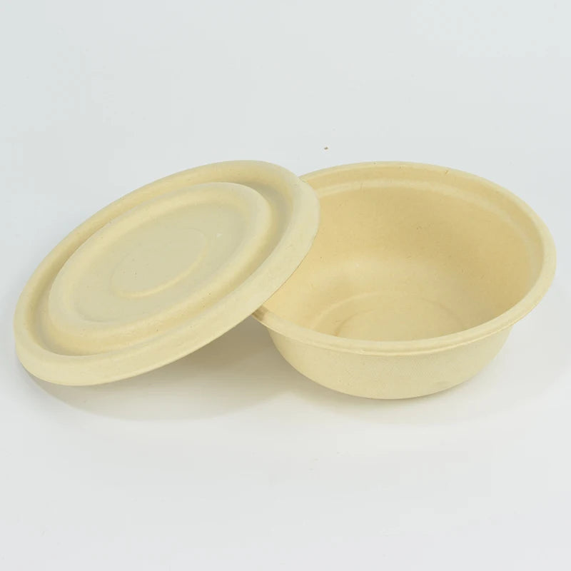 EcoNewLeaf Disposable Compostable Corn Starch BPA Soup Bowl 12oz Biodegradable Salad Bowl with Lid Travel Use