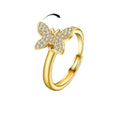 Daidan Fidget Ring Spinners Rings 18K Gold Plated Silver Adjustable Sterling Silver 925 Spinner Butterfly Ring