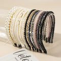 HOVANCI Wedding Party Hair Accessories Simple Glitter Crystal Pearl Hair Hoop Romantic Pearl Diamonds Hair Band for Bride