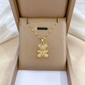 Cute Rhinestone Crystal Bear Link Chain Necklace Gold Plated Stainless Steel Bear Choker Necklace for Women