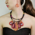 Bohemian Rope Necklace Jewelry Sets Handmade Acrylic Pendant Necklaces Aluminum Alloy Wire Earrings Statement Accessories