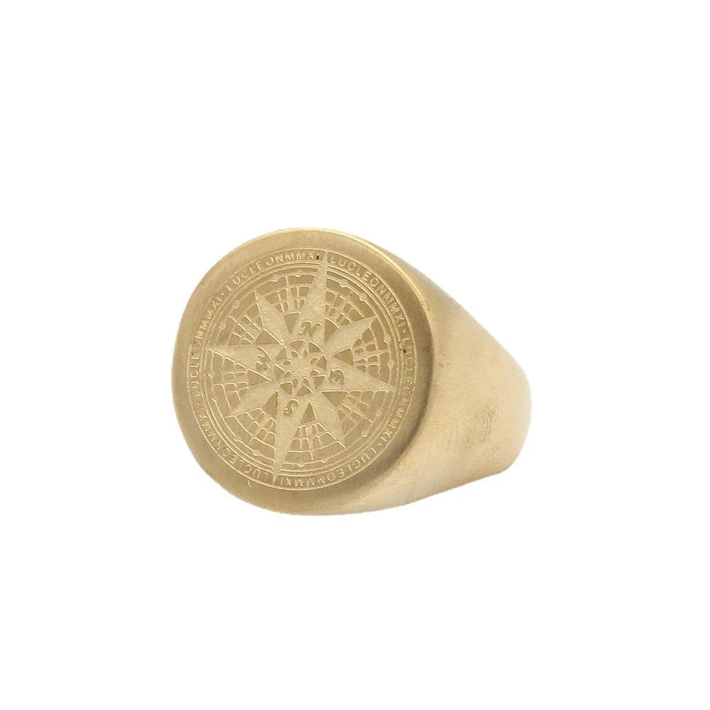 2025 Hot-selling Fashion Foreign Trade Jewelry Personalized Retro European and American Compass Men's Titanium Steel Ring