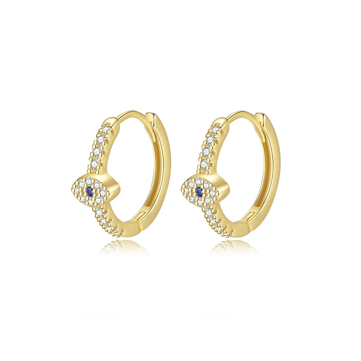 Non-tarnish 925 Sterling Silver Gold Plated Evil Eye Huggie Earrings Dainty Blue Zircon Devil Eye Hoop Earrings for Women