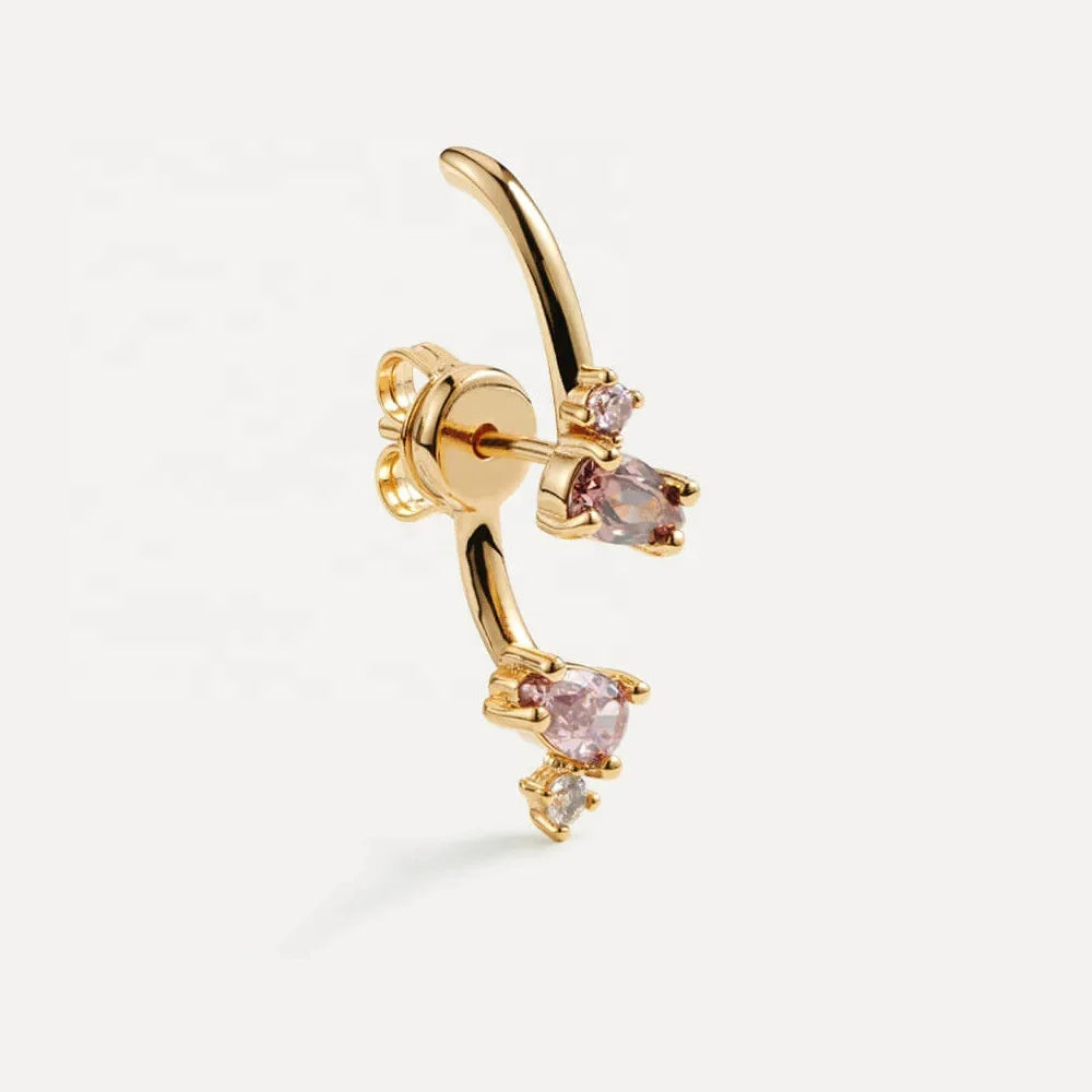 LOZRUNVE Silver 925 Fashion Colored Pear CZ Hook Ear Jacket Earring Women Jewelry