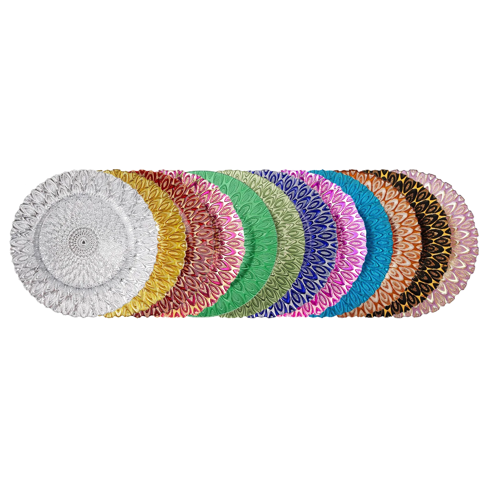 Wholesale Antique Glass Charger Plate Dish Gold Silver Pattern Black Red Color for Luxury Dubai Wedding