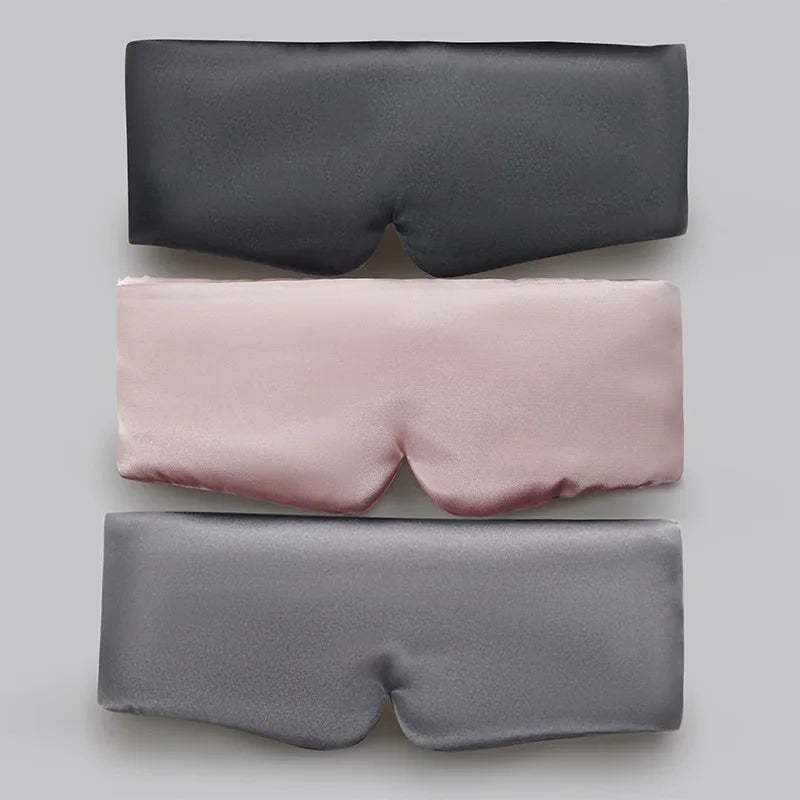 Satin Silk Oversized Eye Mask Total Blackout Adjustable Wide Velcro Face-Hugging Padded Eye Cover for Side Sleeper