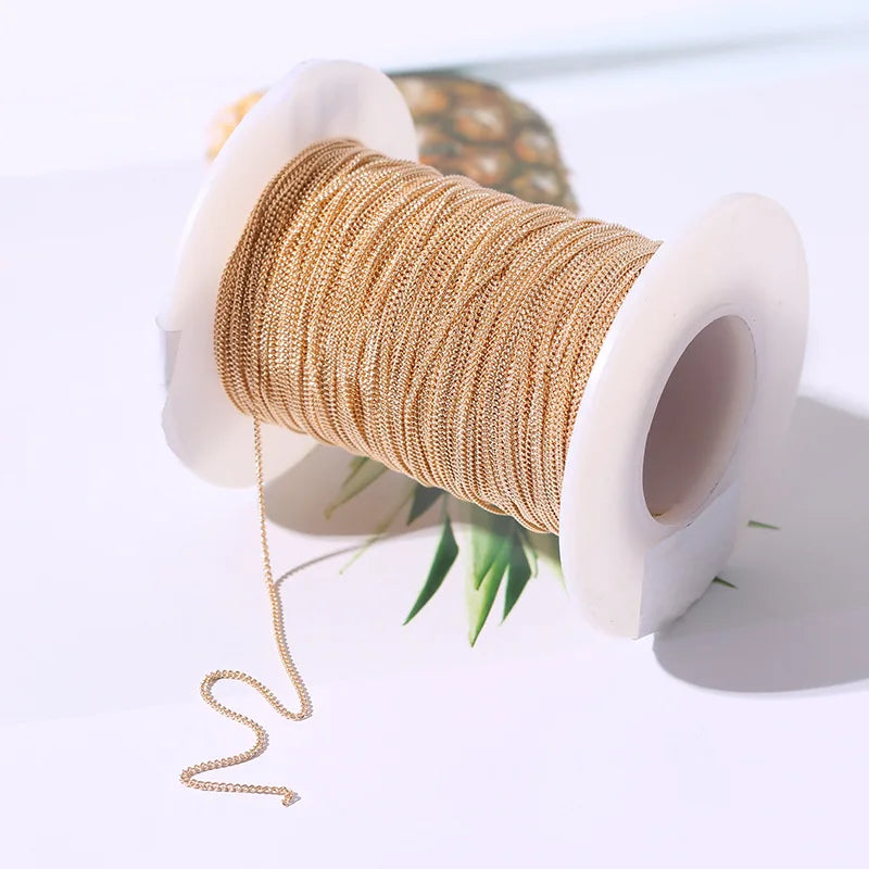 Permanent Curb Chain Bulk Spool for Jewelry Making 14K Gold Filled Footage Chain