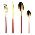 Hot Selling 4 Piece Gold Stainless Steel Cutlery Mirror Flatware Set Long Handled Knife Fork Spoon Silverware for Wedding