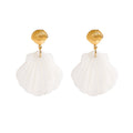 J&D Ocean Real White Shell Trendy Holiday Beach Waterproof 18k Gold Stainless Steel Drop Earrings Hoop Earrings Gold for Gift