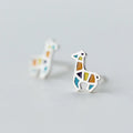 Real 100% 925 Sterling Silver Giraffe Stud Earrings for Women Girls Fashion Sterling-silver-jewelry Brincos Brinco
