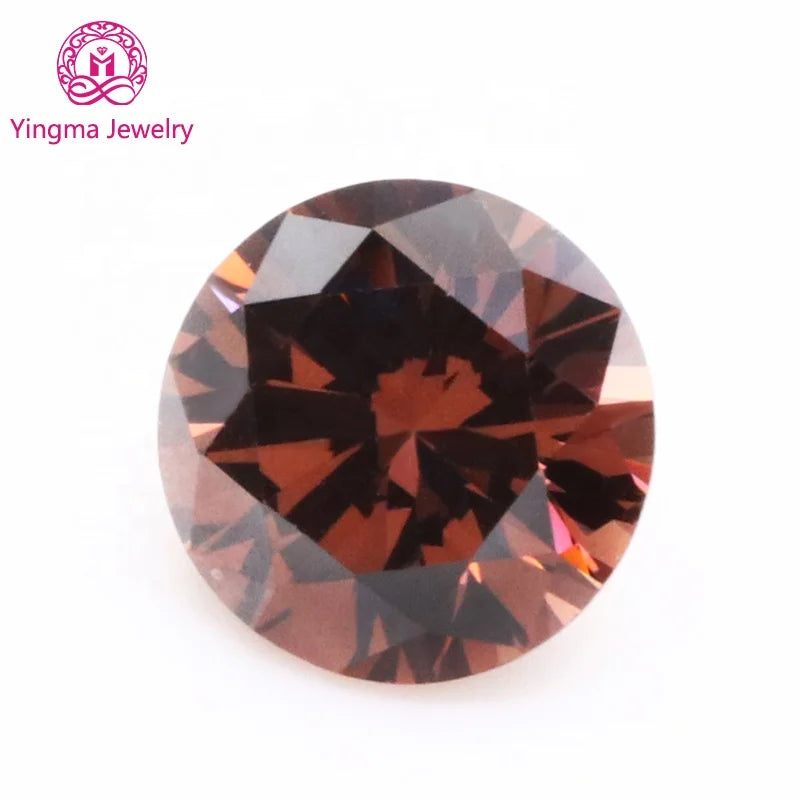 Wholesale Factory Direct Brown Round Shape Cz Stone All Sizes 1mm to 10mm Special Color Loose Synthetic Gemstones Cubic Zirconia