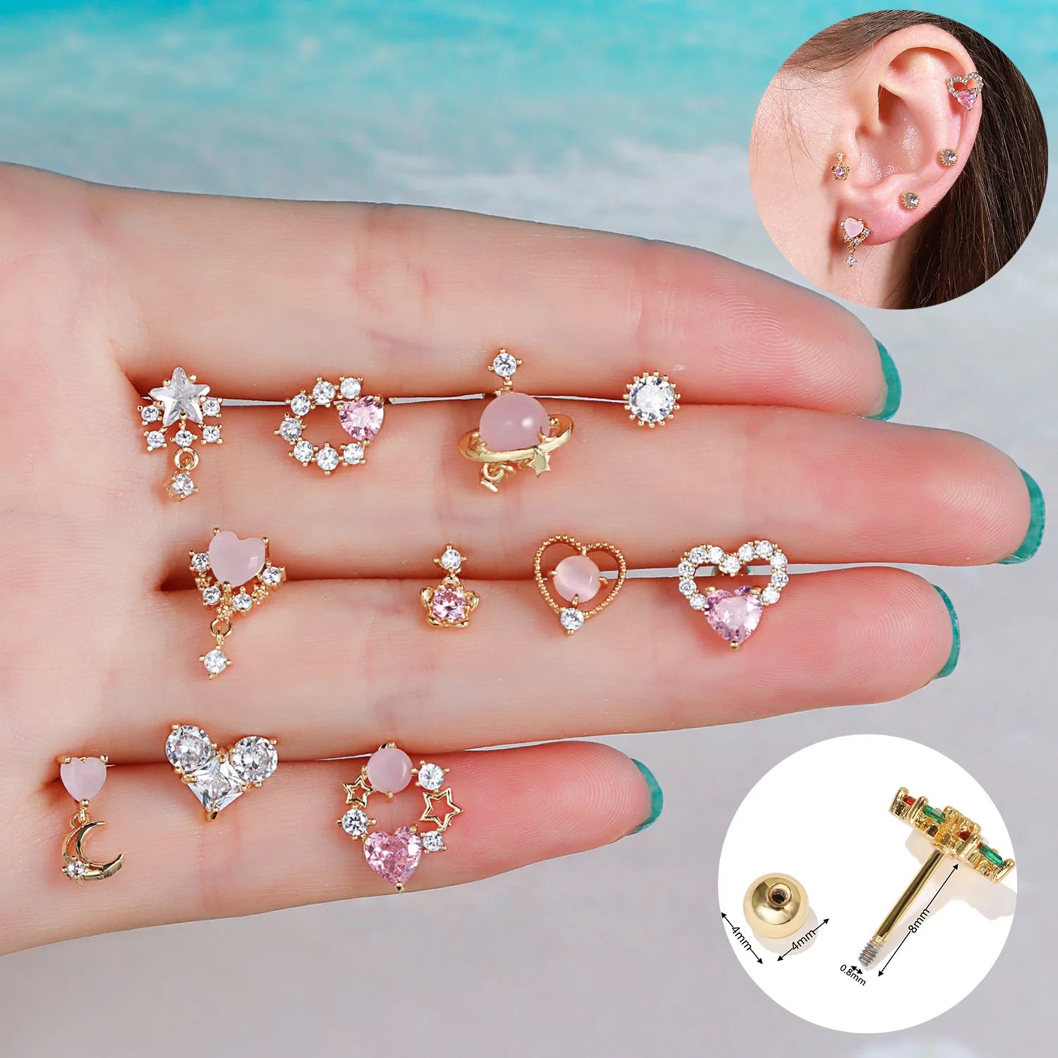 Gaby New Arrival Brass Cartilage Studs and Earrings Cute Cartoon Design Helix Piercing Jewelry for Weddings Gifts-Wholesale