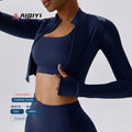 8047 Women Sports Jacket Front Zipper Running Sport Jacket Women Fitness Yoga Long Sleeve Top