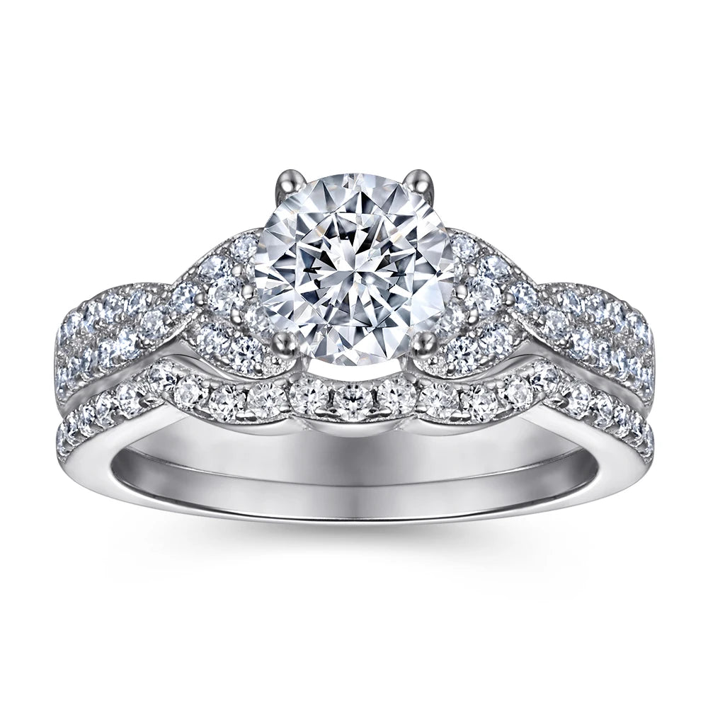 Classic Ring Round Brilliant CZ 925 Sterling Silver Zirconia Engagement Wedding Ring with 18K Gold Plated Rose Gold Plated