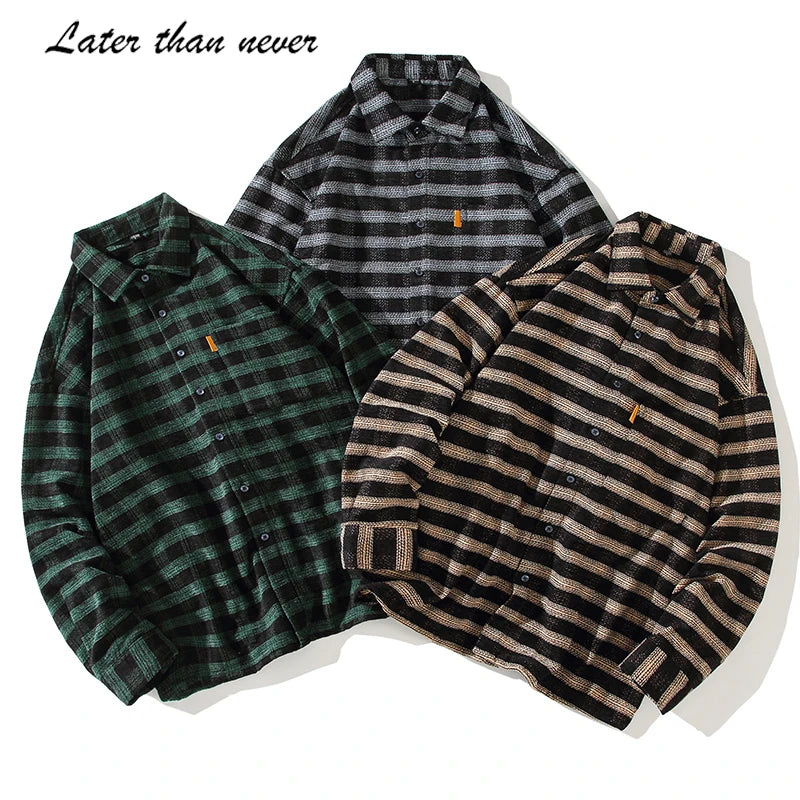 New Supply Long Sleeve Stripe Shirt Jacket Windproof Spring Men's Blouse College Leisure Shirt for Men