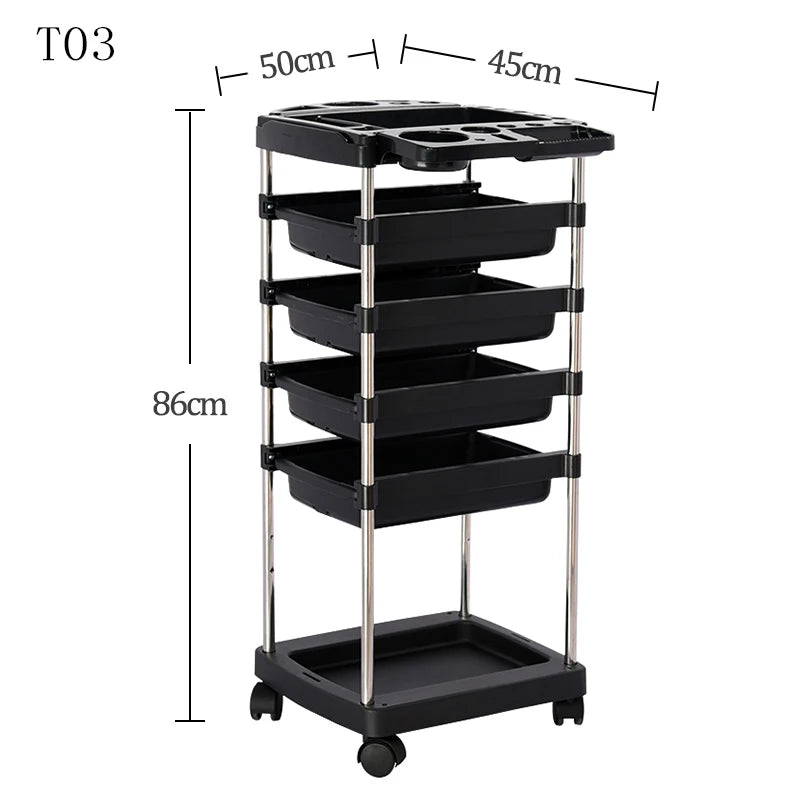 Low Price Spa Cart Beauty Salon Trolley Cart Black Hair Salon Plastic Trolley for Hair Salon