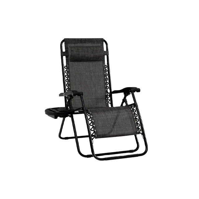 WOQI Modern Garden Chair Foldable Powder-Coated Steel Frame Adjustable Height & Length Oxford Fabric Outdoor Furniture