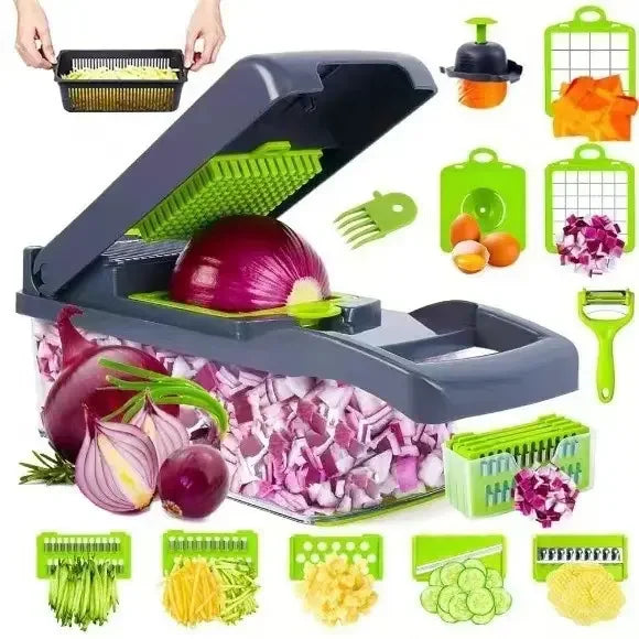Top Seller Kitchen 12 in 1 Multifunctional Food Dicer Mandoline Vegetable Slicer Onion Cutter