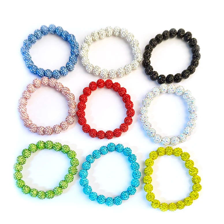Wholesale 10 MM Crystal Rosary Beaded Style Bracelet Fashion Sparkly Crystals Rhinestones Ball Bracelets for Women