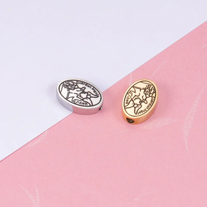 New Mirror Stainless Steel DIY Geometric Circle Corrosion Smearing Angel Customizable Engraving Pendant