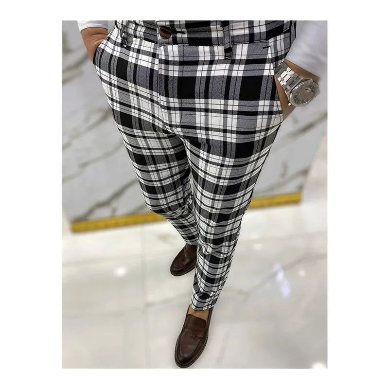 Wholesale Customized Men's Plaid Long Pants Plus Size Chino Pants Trousers Casual Business Golf Dress Pants for Men