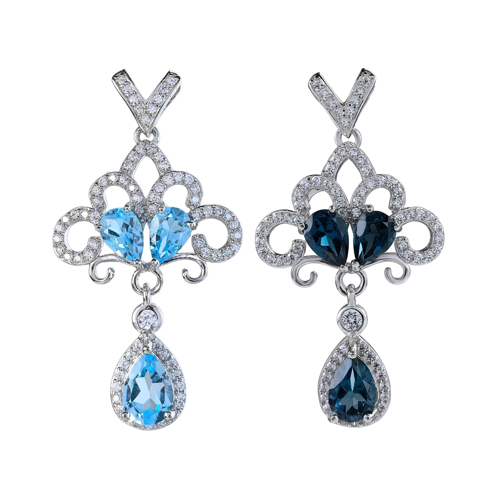 Factory Wholesale 925 Sterling Silver Pendant for Women Rhodium Plated Pear Cut Natural Topaz Fine Charm Pendants for Gifts