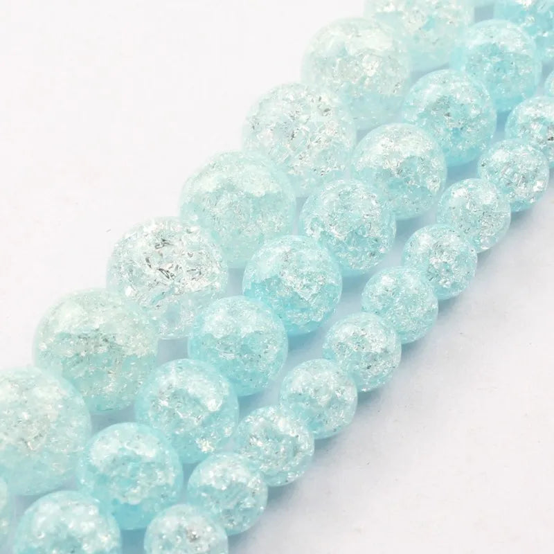 Natural Blue Cracked Quartz Crystal Stone Beads 6mm/8mm/10mm round Beads for Bracelet & Necklace Making MegaBDM