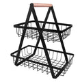 2-Tier Metal Fruit and Vegetable Storage Basket Kitchen Countertop Rack for Convenient Countertop Organization