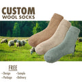 High Quality Women's Winter Warm Indoor Wool Socks Double Needle Crew Length Casual Style Custom Logo Cuff Spandex Printed