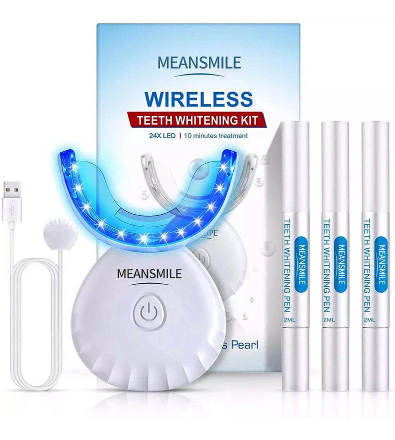 2024 Advanced Wireless Teeth Whitening Kit with Cold Blue/Red Ray 16/24/32pcs Bulbs and Gel Custom Logo for LED