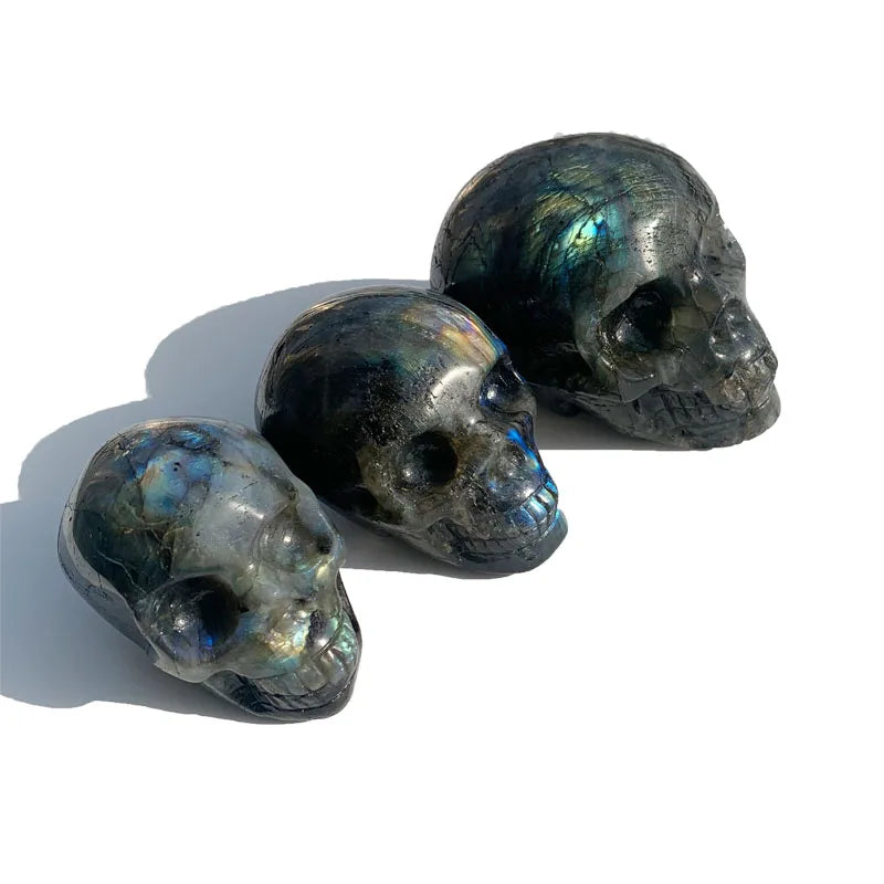 Wholesale Natural Flashy Labradorite Skulls Hand Carving Quartz Crystal Skulls Carving for Healing Stones