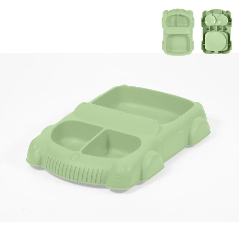 OEM ODM Sustainable Silicone Kids Dinner Plate Car Baby Plate Dish with Suction for Food Serving